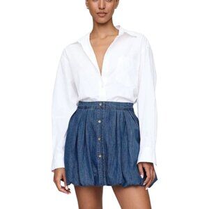 NWT Gap Pleated Denim Bubble Hem Mini Skirt Western Preppy Casual Women's 20